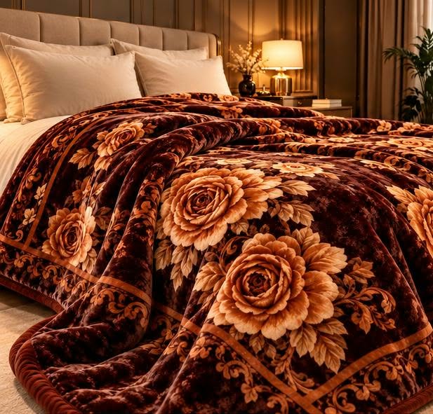 Brown floral luxury blanket cootexa