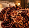 Brown floral luxury blanket cootexa