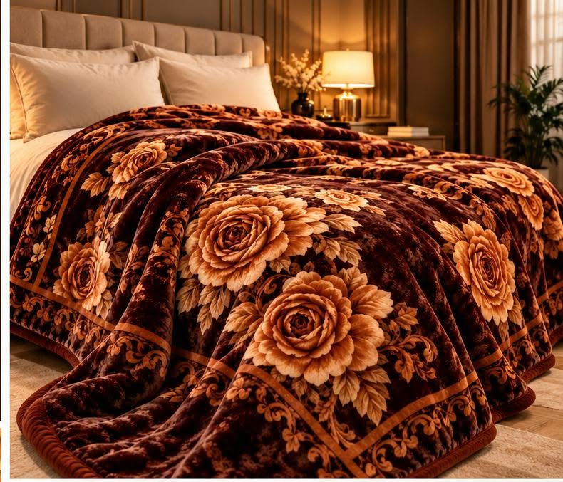Brown floral luxury blanket cootexa