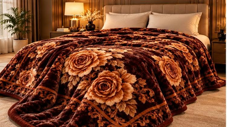 Brown floral luxury blanket cootexa
