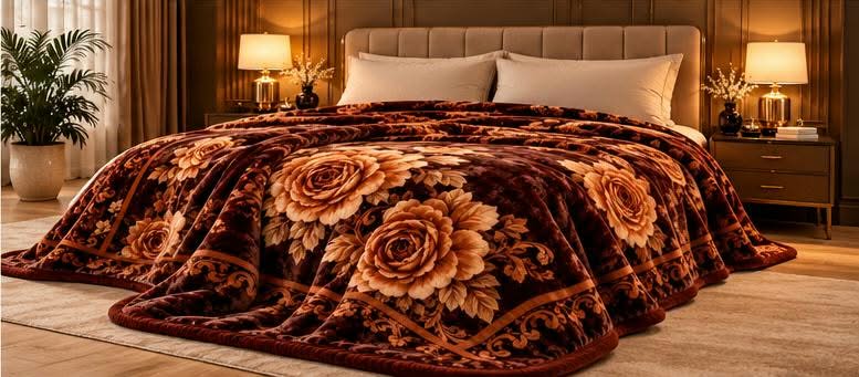 Brown floral luxury blanket cootexa