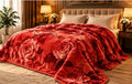 Red floral velvet blanket cootexa
