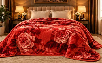 Red floral velvet blanket cootexa