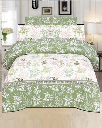 Sage Forest Leaf Silhouette Double King Bedsheet