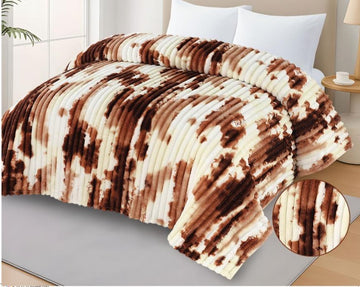 Luxury Double Fleece Blanket – Chocolate Brown & Cream Tie-Dye