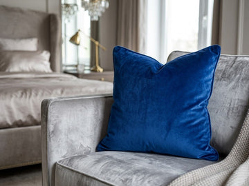 Luxury 16x16 Fancy Cushion – Classic Solid Royal Blue Plush Velvet