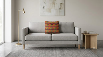 Luxury 16x16 Fancy Cushion – Textured Rust Orange & Charcoal Minimalist