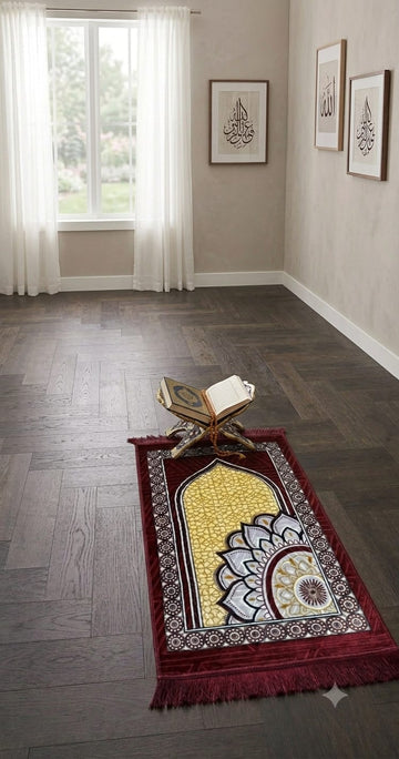 Crimson & Ochre Gold Velvet Prayer Mat