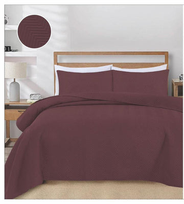 3-Piece Quilted Ultrasonic Bed Spread Set - Terracotta