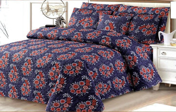 Premium Quilted & Printed Bedspread Set - Midnight Floral