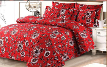 Premium Quilted & Printed Bedspread Set - Crimson Red