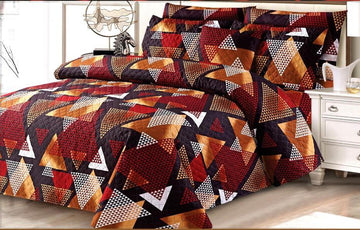 Premium Quilted & Printed Bedspread Set - Geometric