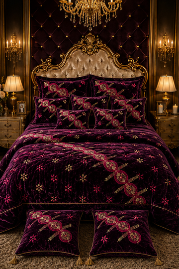 Royal burgendy velvet bridal set