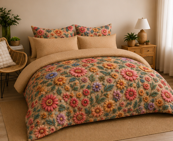 Rustic wild flower 5D comforter set