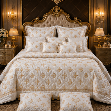 Ivory gold embroided bridal set