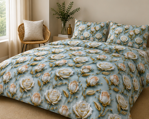Blue floral 5D bedsheet