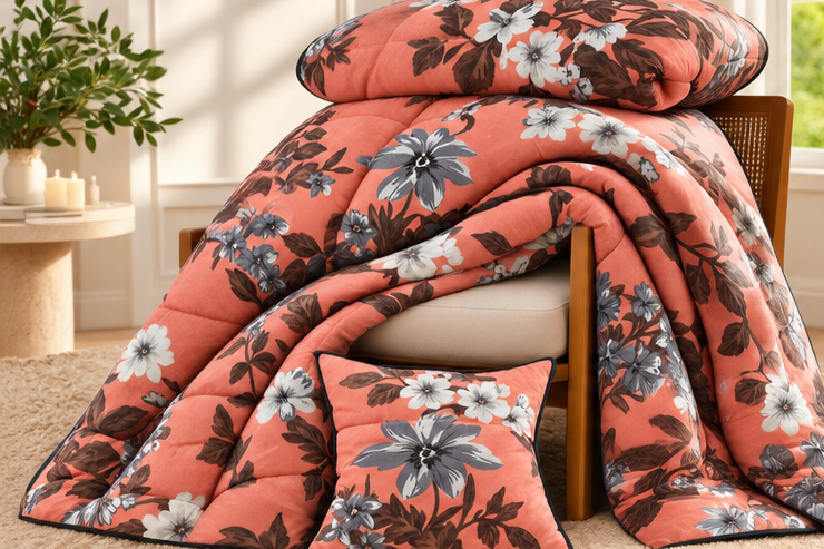 Coral golden floral Razai cootexa