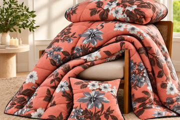 Coral golden floral Razai cootexa
