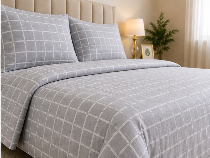 Chic grid export cotton satin bedsheet