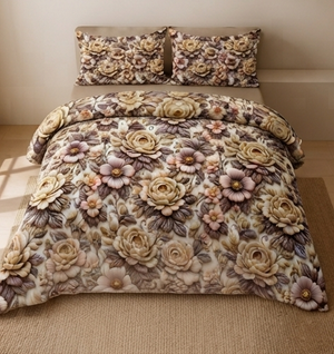 Chocolate floral 5D bedsheet