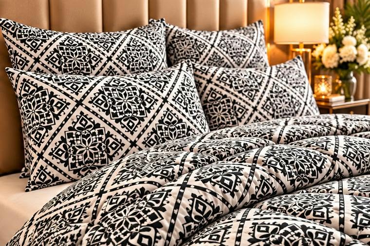 Monochrome geometric quilt set cootexa