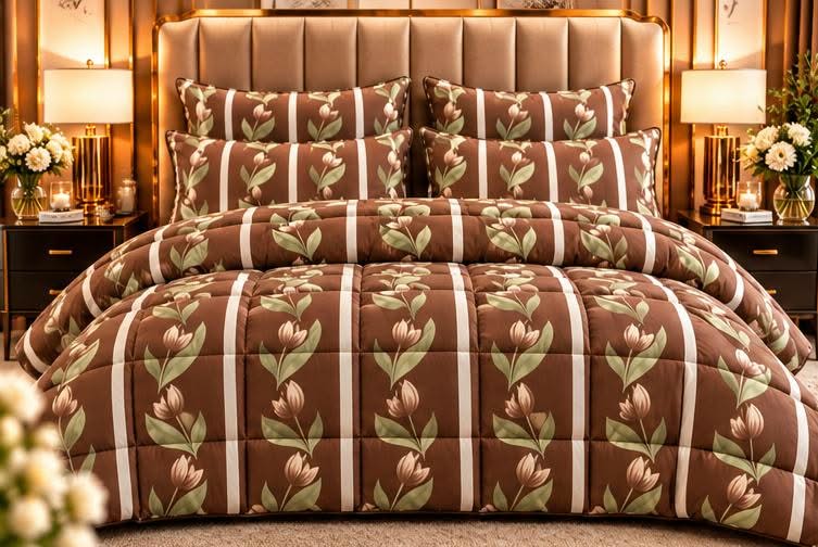 Brown botanical quilt set cootexa