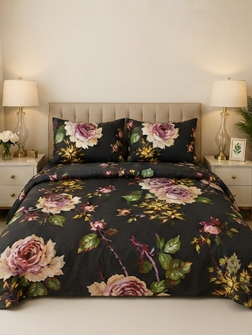 Black rose satin bedsheet