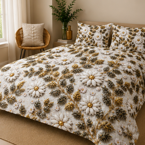 White Daisy floral 5D bedsheet