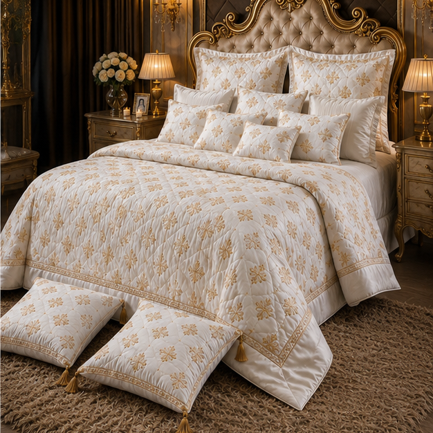 Ivory gold embroided bridal set