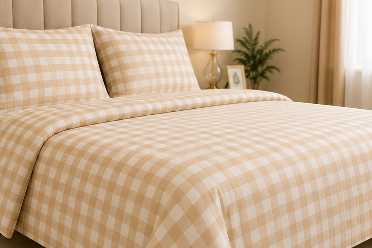 Cozy plaid export cotton satin bedsheet