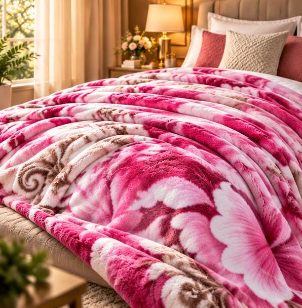 Morga spain luxury pink floral blanket cootexa