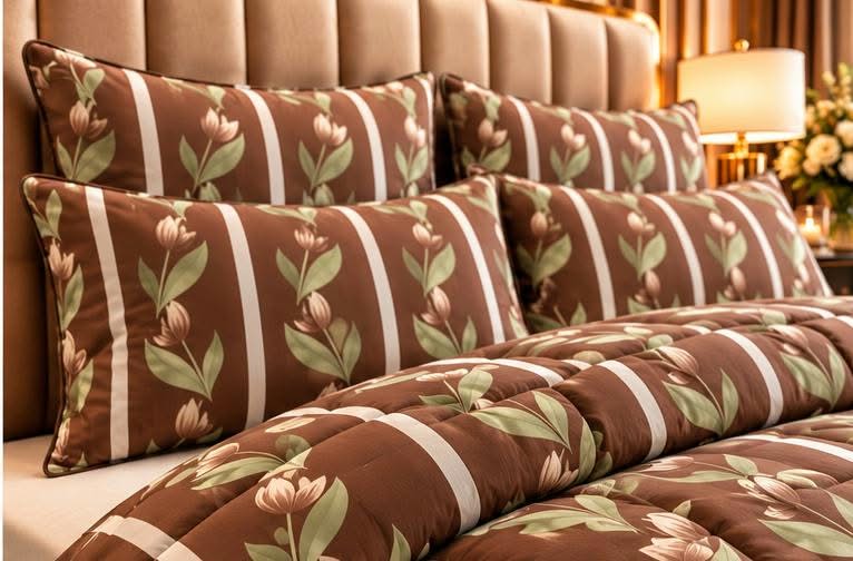 Brown botanical quilt set cootexa