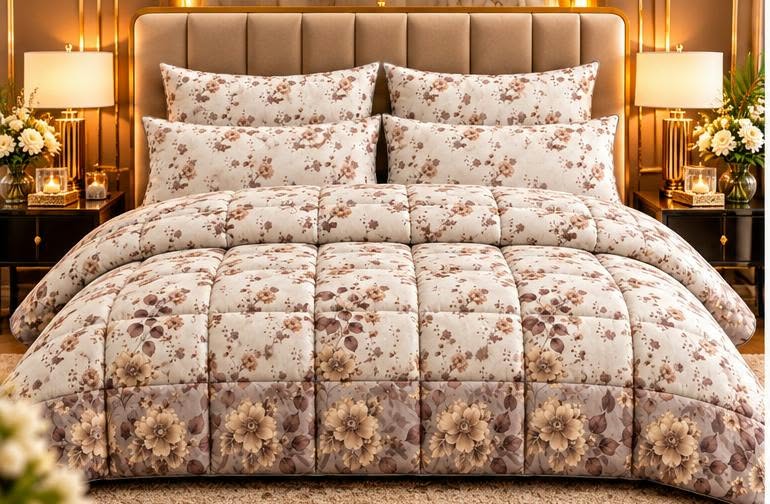 Beige floral quilt set cootexa