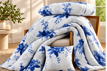 Blue orchid cotton satin razai cootexa