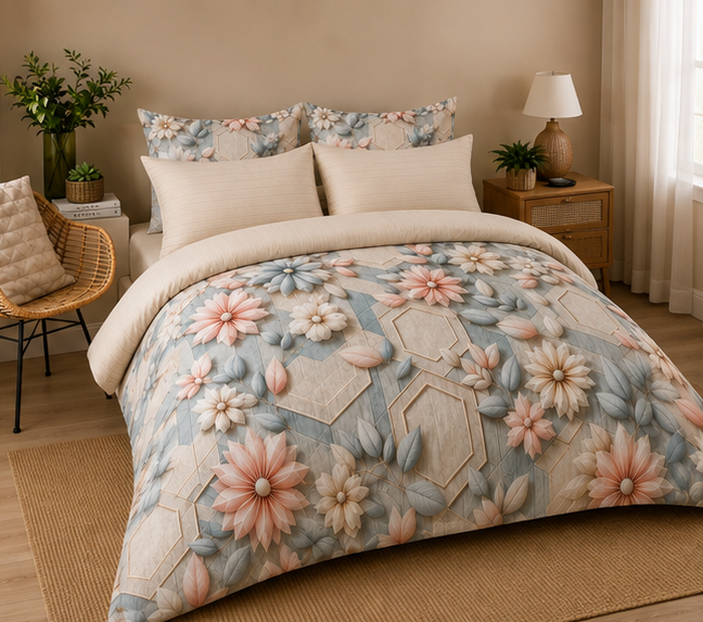 Rustic wild flower 5D comforter set