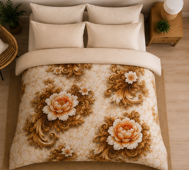 Elegant golden rose 5D comforter set