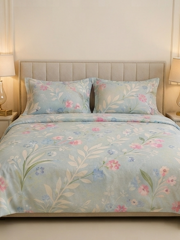 Pastel blue satin bedsheet