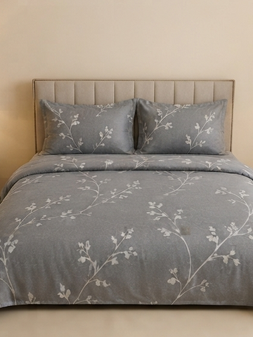 Grey blossom satin bedsheet