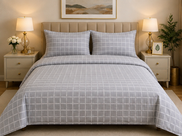 Chic grid export cotton satin bedsheet
