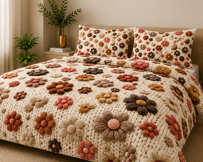 Automn floral 5D bedsheet