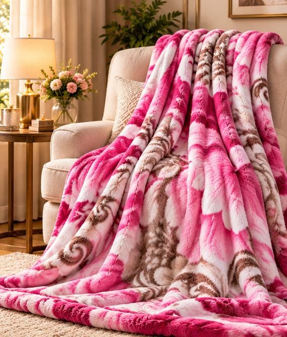 Morga spain luxury pink floral blanket cootexa