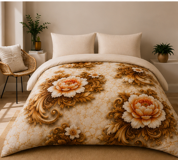 Elegant golden rose 5D comforter set