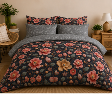 Dark botanical 5D comforter set